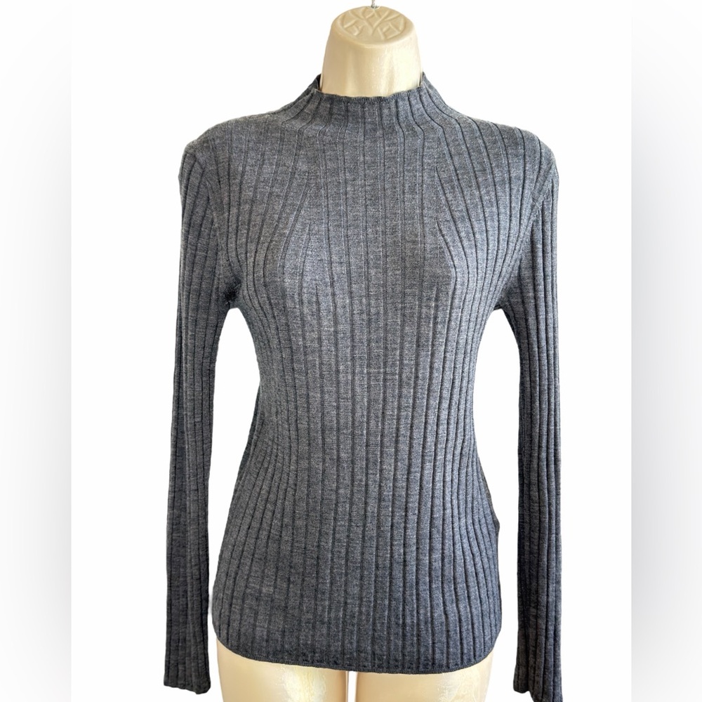 Banana Republic Merino Wool Ribbed Sweater Pullover Mock Neck Size S NEW - Picture 2 of 13